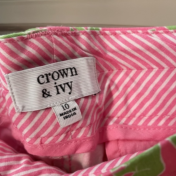 NWT Crown and Ivy Pink and Green Shorts with Elephants. - Picture 3 of 4